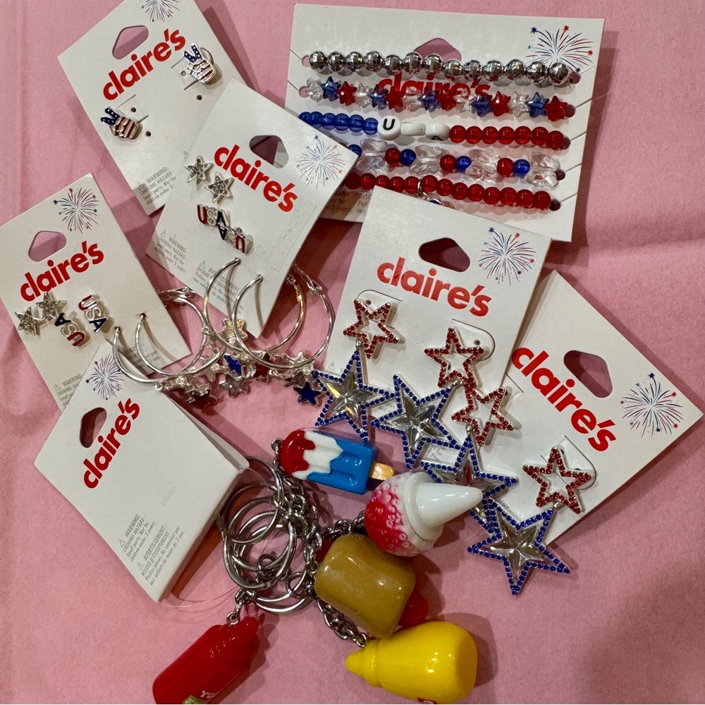 NWT Claire’s USA Red White & Blue Fashion Jewelry